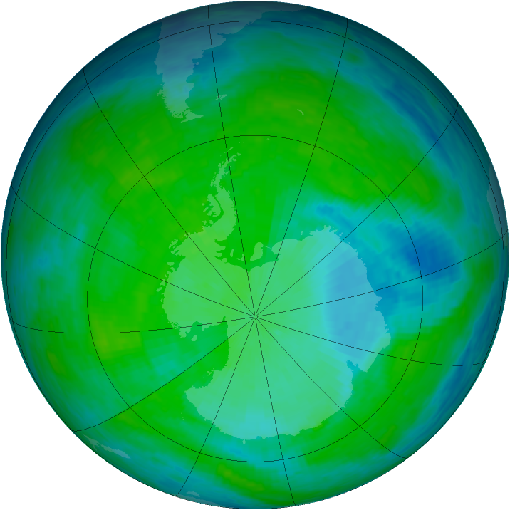 Antarctic ozone map for 10 December 1993